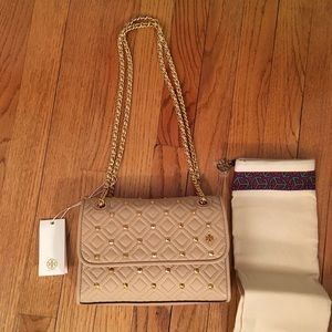 NWT Tory Burch Authentic Fleming Stud Shoulder Bag